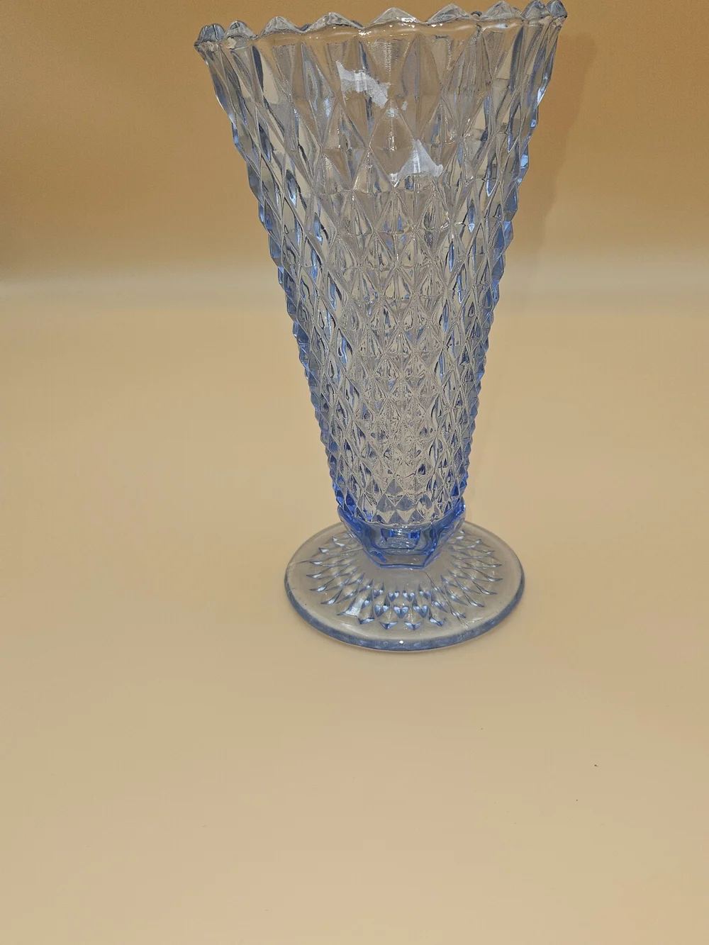 Indiana Glass Light Blue Diamond-Pattern Vase
